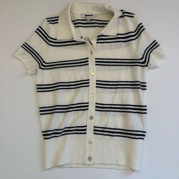 $75 Madewell Polo Sweater Tee in Stripe size XXS - Picture 3 of 5